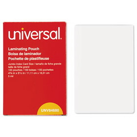 Universal UNV84680 Clear Laminating Pouches, 5 Mil, 4 3/8 X 6 1/2, Photo Size, 100/box