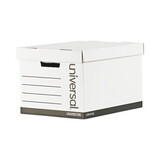 Universal UNV85700 Extra-Strength Storage Box W/lid, Letter/legal, 12 X 15 X 10, White, 12/carton