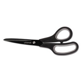 Universal UNV92021 Industrial Carbon Blade Scissors, 8" Long, 3.5" Cut Length, Offset Black/Gray Handle
