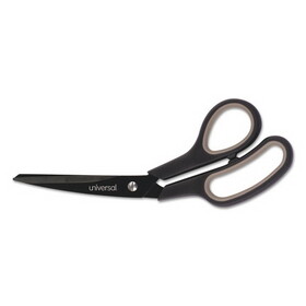 Universal UNV92022 Industrial Scissors, 8" Length, Bent, Black Carbon Coated Blades, Black/green