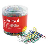 Universal UNV95000 Vinyl-Coated Wire Paper Clips, Jumbo, Assorted Colors, 250/pack