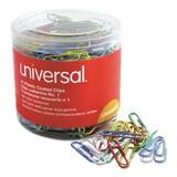 Universal UNV95001 Vinyl-Coated Wire Paper Clips, No. 1, Assorted Colors, 500/pack