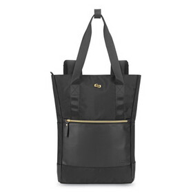 Solo USLEXE8014 Parker Hybrid Tote/Backpack, Fits Devices Up to 15.6", Polyester, 3.75 x 16.5 x 16.5, Black/Gold