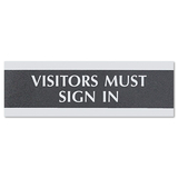 U. S. STAMP & SIGN USS4763 Century Series Office Sign, Visitors Must Sign In, 9 X 3, Black/silver