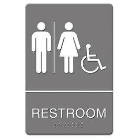 U. S. STAMP & SIGN USS4811 Ada Sign, Restroom/wheelchair Accessible Tactile Symbol, Molded Plastic, 6 X 9