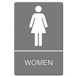 U. S. STAMP & SIGN USS4816 Ada Sign, Women Restroom Symbol W/tactile Graphic, Molded Plastic, 6 X 9, Gray