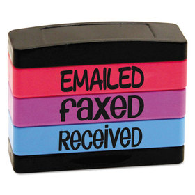 Stack Stamp USS8800 Interlocking Stack Stamp, EMAILED, FAXED, RECEIVED, 1.81" x 0.63", Assorted Fluorescent Ink