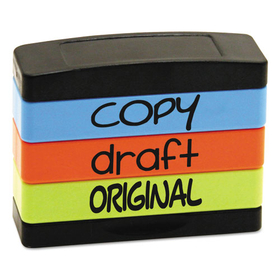 Stack Stamp USS8801 Interlocking Stack Stamp, COPY, DRAFT, ORIGINAL, 1.81" x 0.63", Assorted Fluorescent Ink