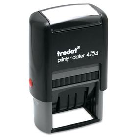 Trodat USSE4754 Printy Economy 5-in-1 Date Stamp, Self-Inking, 1.63" x 1", Blue/Red