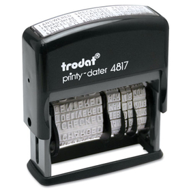 Trodat USSE4817 Printy Economy 12-Message Date Stamp, Self-Inking, 2" x 0.38", Black