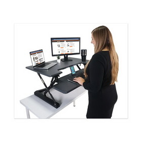 Victor VCTDCX760G High Rise Height Adjustable Standing Desk with Keyboard Tray, 36w x 31.25d x 20h, Gray/Black