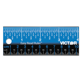 Victor VCTEZ18SBL Easy Read Stainless Steel Ruler, Standard/Metric, 18".25 Long, Blue