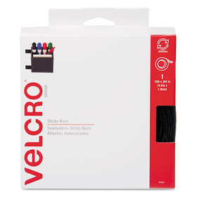 Velcro VEK90081 Sticky-Back Fasteners with Dispenser, Removable Adhesive, 0.75" x 15 ft, Black