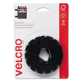 VELCRO USA, INC. VEK90089 Sticky-Back Hook And Loop Dot Fasteners, 5/8 Inch, Black, 75/pack