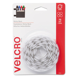VELCRO USA, INC. VEK90090 Sticky-Back Hook And Loop Dot Fasteners, 5/8 Inch, White, 75/pack