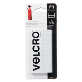 Velcro VEK90200 Industrial-Strength Heavy-Duty Fasteners, 2" x 4", White, 2/Pack