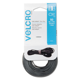 VELCRO USA, INC. VEK90924 Reusable Self-Gripping Ties, 1/2 X Eight Inches, Black/gray, 50 Ties/pack