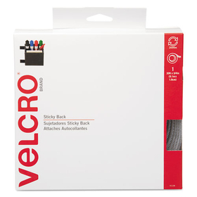VELCRO USA, INC. VEK91138 Sticky-Back Hook And Loop Fasteners In Dispenser, 3/4 Inch X 30 Ft. Roll, White
