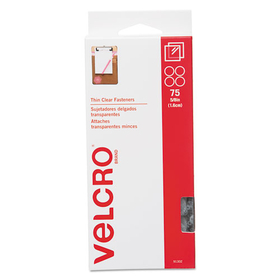 VELCRO USA, INC. VEK91302 Sticky-Back Hook And Loop Fasteners, 5/8 Inch Diameter, Clear, 75/pack