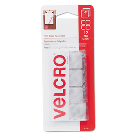 Velcro VEK91330 Sticky-Back Fasteners, Removable Adhesive, 0.88" x 0.88", Clear, 12/Pack