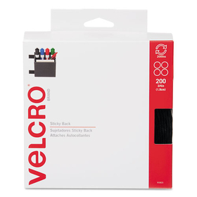 Velcro VEK91823 Sticky-Back Fasteners, 3/4" Dia. Coins, Black, 200/bx