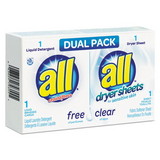 all VEN2979355 Free Clear HE Liquid Laundry Detergent/Dryer Sheet Dual Vend Pack, 100/Ctn