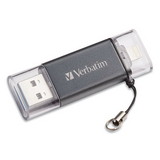 Verbatim VER49300 Store 'n' Go Dual USB 3.0 Flash Drive for Apple Lightning Devices, 32 GB, Graphite