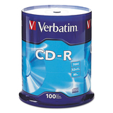 Verbatim VER94554 Cd-R Discs, 700mb/80min, 52x, Spindle, Silver, 100/pack