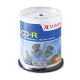 Verbatim VER94712 Cd-R Discs, 700mb/80min, 52x, Spindle, White, 100/pack