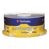 Verbatim VER94834 Dvd+rw Discs, 4.7gb, 4x, Spindle, 30/pack