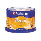 Verbatim VER95101 Dvd-R Discs, 4.7gb, 16x, Spindle, Silver, 50/pack