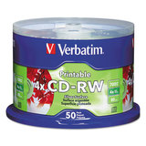 Verbatim VER95159 Cd-Rw Discs, Printable, 700mb/80min, 4x, Spindle, Silver, 50/pack