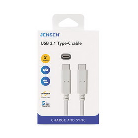 JENSEN VOXJU832CC3V USB-C 3.1 Type-C, 3 ft, 5 Gbps, White