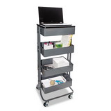 Vertiflex VF51025 Multi-Use Storage Cart/Stand-Up Workstation, 15.25w x 11.25d x 18.5 to 39h, Gray