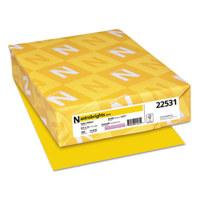 WAUSAU PAPERS WAU22531 Color Paper, 24 lb Bond Weight, 8.5 x 11, Solar Yellow, 500/Ream