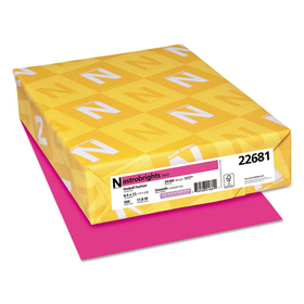 WAUSAU PAPERS WAU22681 Color Paper, 24 lb Bond Weight, 8.5 x 11, Fireball Fuchsia, 500/Ream