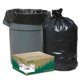 Earthsense WBIRNW6050 Recycled Can Liners, 55-60gal, 1.25mil, 38 X 58, Black, 100/carton