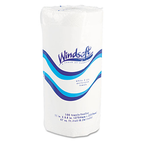 Windsoft WIN1220CT Perforated Paper Towel Rolls, 11" X 8 4/5", White, 100/roll, 30 Rolls/carton
