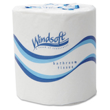 Windsoft WIN2405 Bath Tissue, Septic Safe, Individually Wrapped Rolls, 2-Ply, White, 500 Sheets/Roll, 48 Rolls/Carton