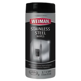 WEIMAN WMN92CT Stainless Steel Wipes, 1-Ply, 7 x 8, White, 30/Canister, 4 Canisters/Carton
