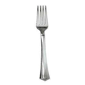 Wna WNA610155 Heavyweight Plastic Forks, Reflections Design, Silver, 600/carton