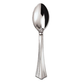 WNA WNA620155 Heavyweight Plastic Spoons, Silver, 6 1/4", Reflections Design, 600/carton