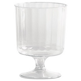 WNA WNA CCW5240 Classic Crystal Plastic Wine Glasses on Pedestals, 5 oz., Clear, Fluted, 10/Pack