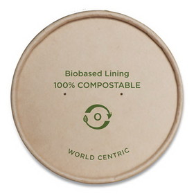 World Centric WORBOLPA8K Paper Lids for Bowls, 3.6" Diameter, Kraft, 500/Carton