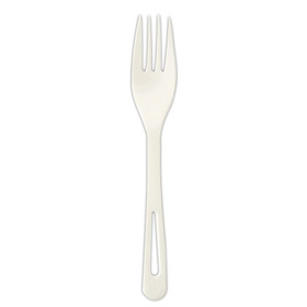 World Centric WORFOPS6 TPLA Compostable Cutlery, Fork, 6.3", White, 1,000/Carton
