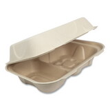 World Centric WORTOSCU34D Fiber Hinged Hoagie Box Containers, 2-Compartment, 9 x 6 x 3, Natural, Paper, 500/Carton