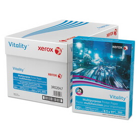 Xerox XER3R02047 Vitality Multipurpose Print Paper, 92 Bright, 20 lb Bond Weight, 8.5 x 11, White, 500 Sheets/Ream, 10 Reams/Carton