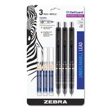 Zebra 10613 Delguard Mechanical Pencils with Refills, 0.5 mm, Black, 3/Pack