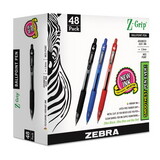 Zebra 22048 Z-Grip Retractable Ballpoint Pen, Assorted Ink, Medium, 48/Pack