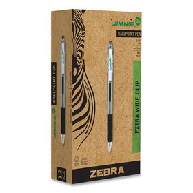 Zebra Pen ZEB22510 ECO Jimnie Clip Ballpoint Pen, Retractable, Medium 1 mm, Blue Ink, Clear/Black Barrel, 12/Pack